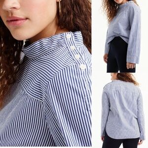J. Crew Striped Blue White Bateau Neck Mariner Nautical Blouse Size 8